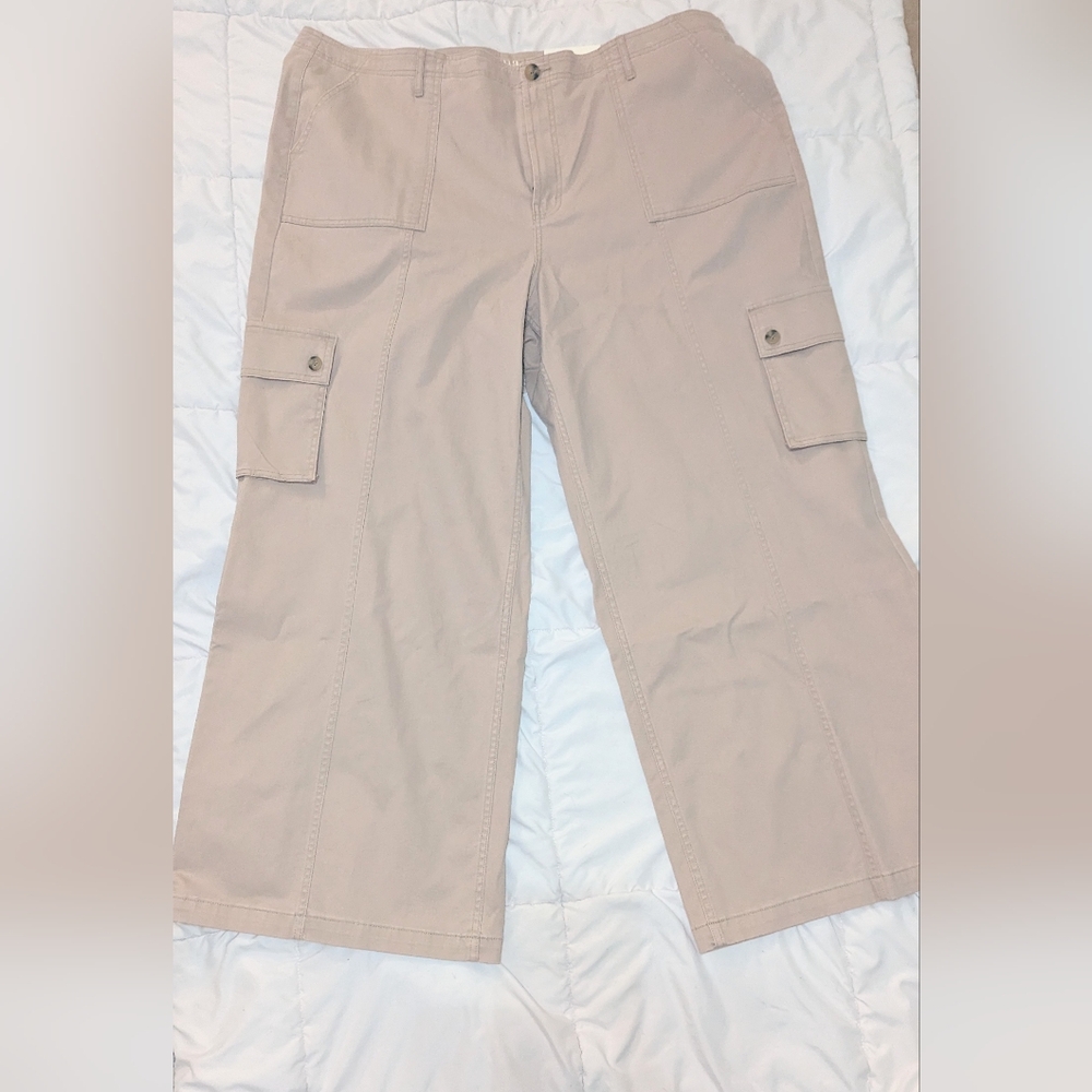 NWT,a.n.a, highest rise, wide leg, khaki, cargo pants- women's size 24w